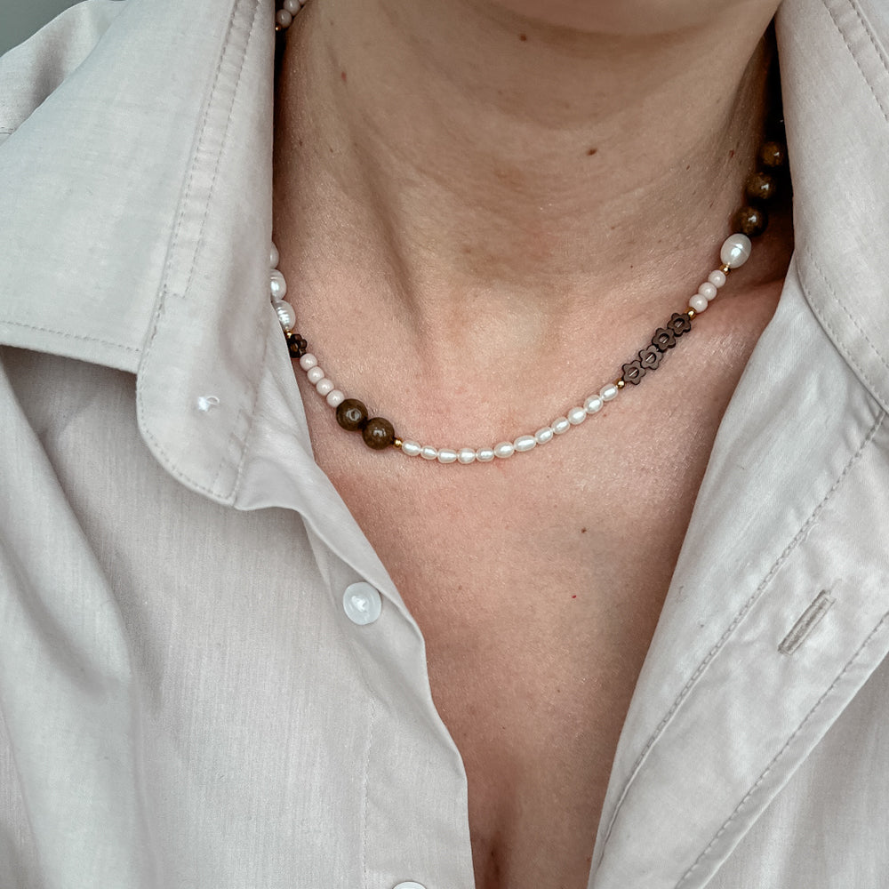 Jasper and pearl Necklace