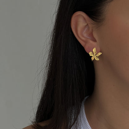 Gold colour flower earrings