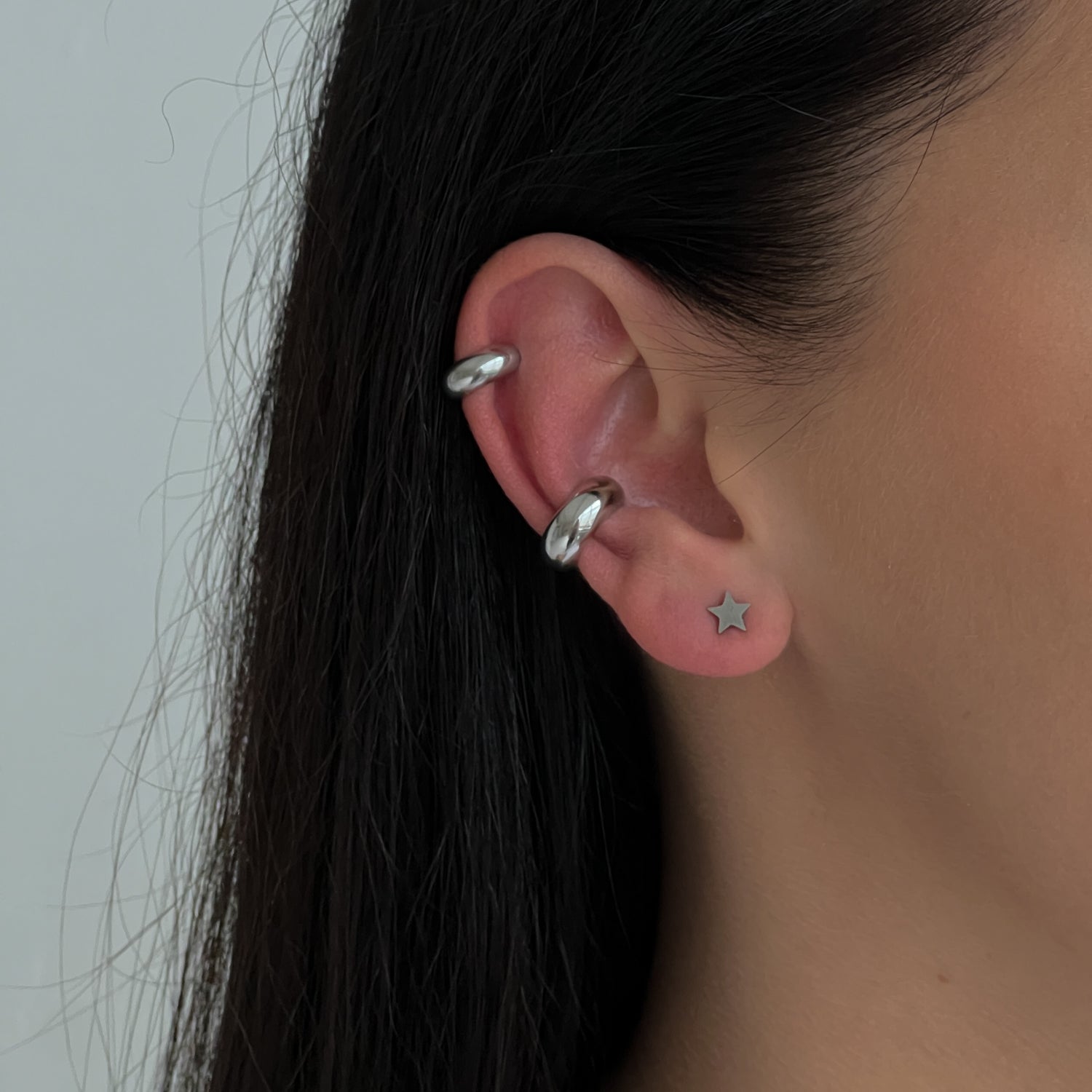 Two silver colour ear cuff set