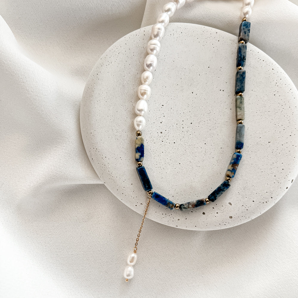 Sodalite and Pearl Necklace