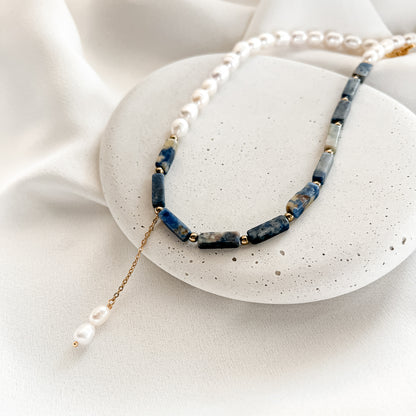 Sodalite and Pearl Necklace