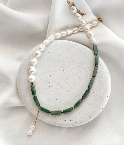 Jadeite and Pearl Necklace