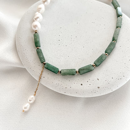 Jadeite and Pearl Necklace