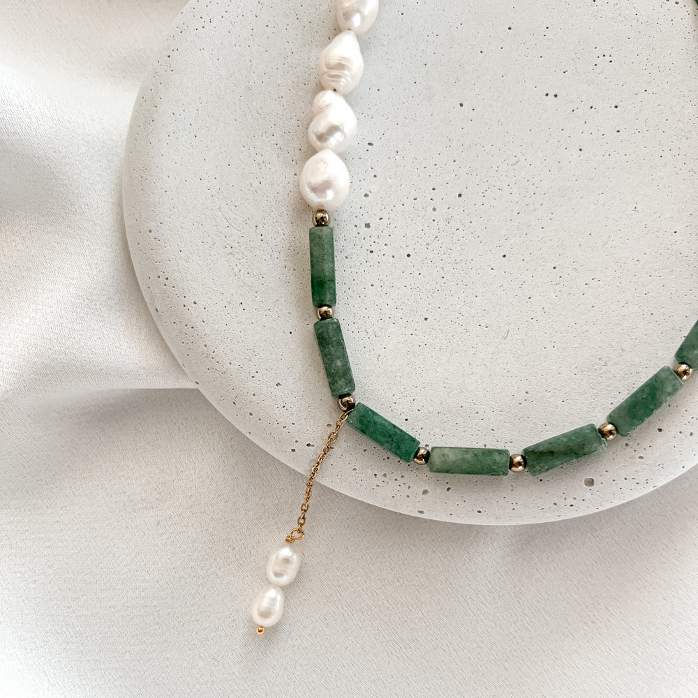 Jadeite and Pearl Necklace