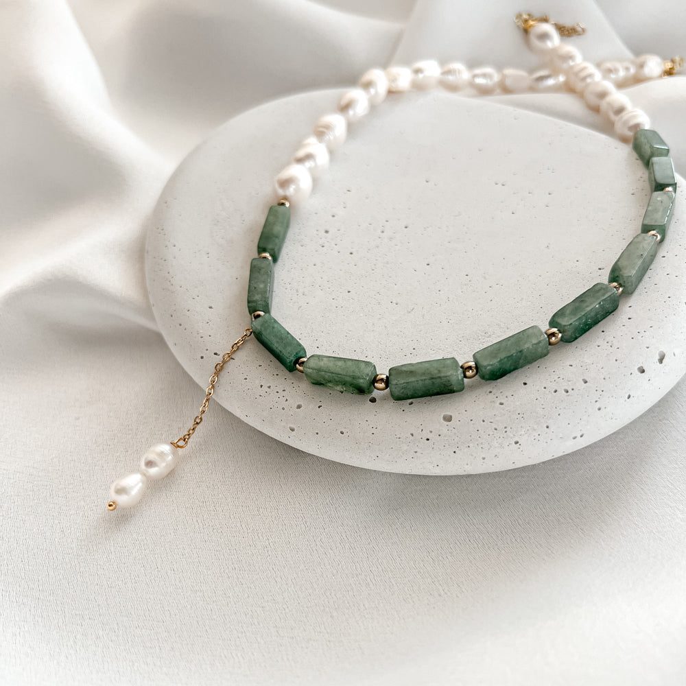 Jadeite and Pearl Necklace