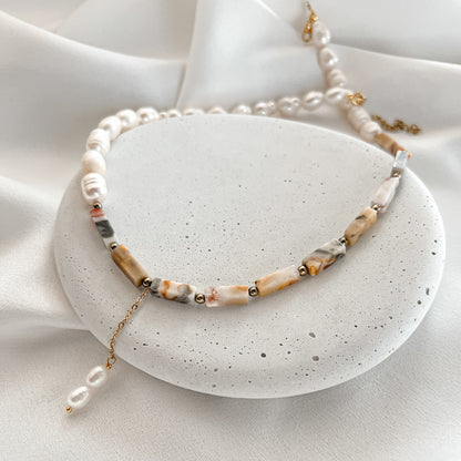 Agate and Pearl Necklace