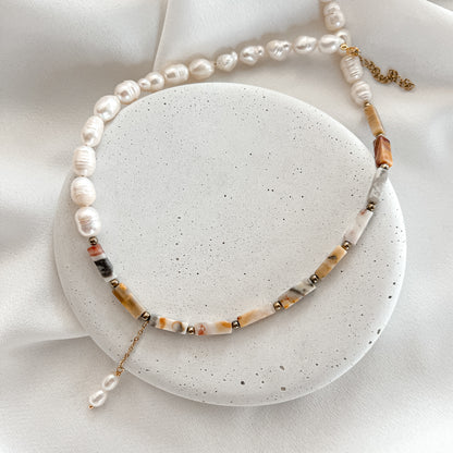 Agate and Pearl Necklace