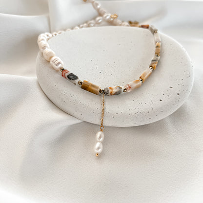 Agate and Pearl Necklace