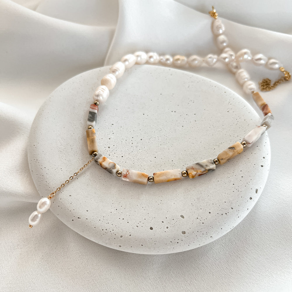 Agate and Pearl Necklace