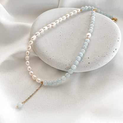 Dolomite marble and Pearl Necklace