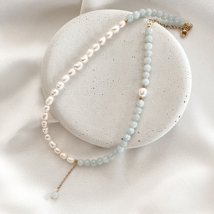 Dolomite marble and Pearl Necklace