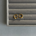 Gold colour mini hoop earrings with zircons (12 mm) - MUNÉ