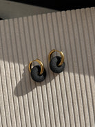 Paauksuoti auskarai - rinkutės _hoops Black - MUNÉ